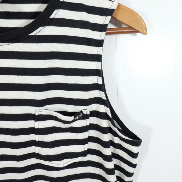 Fox Racing Tank Top Womens Medium White Black Striped Lightweight Summer Crew - Picture 3 of 9